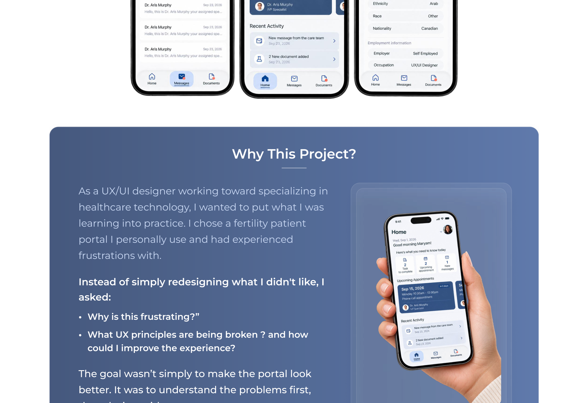 Fertility Patient Portal Redesign, section 2