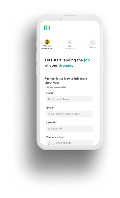 Mobile personal details onboarding form