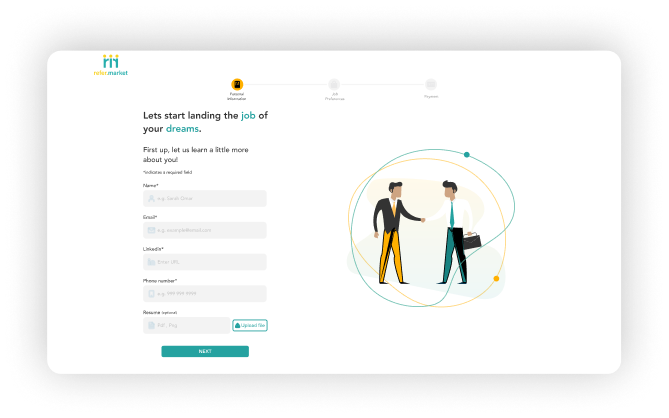 Desktop personal details onboarding form