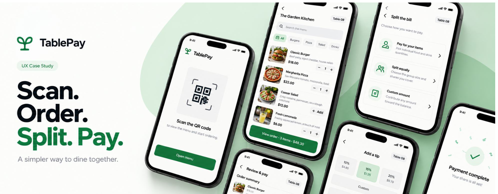 TablePay restaurant ordering and bill-splitting app