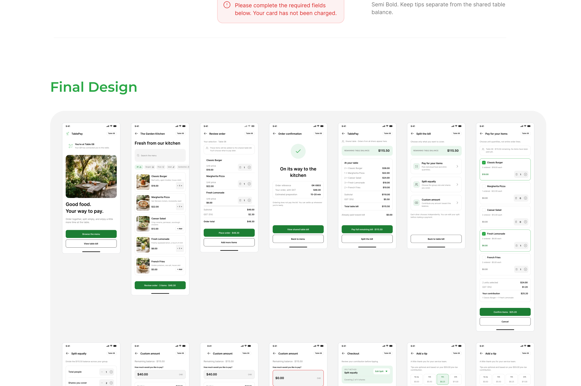 TablePay restaurant ordering and payment case study, section 6